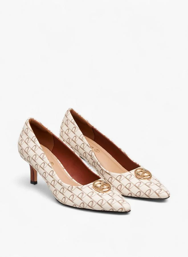 Paprika Printed Slip-On Shoes with Kitten Heels