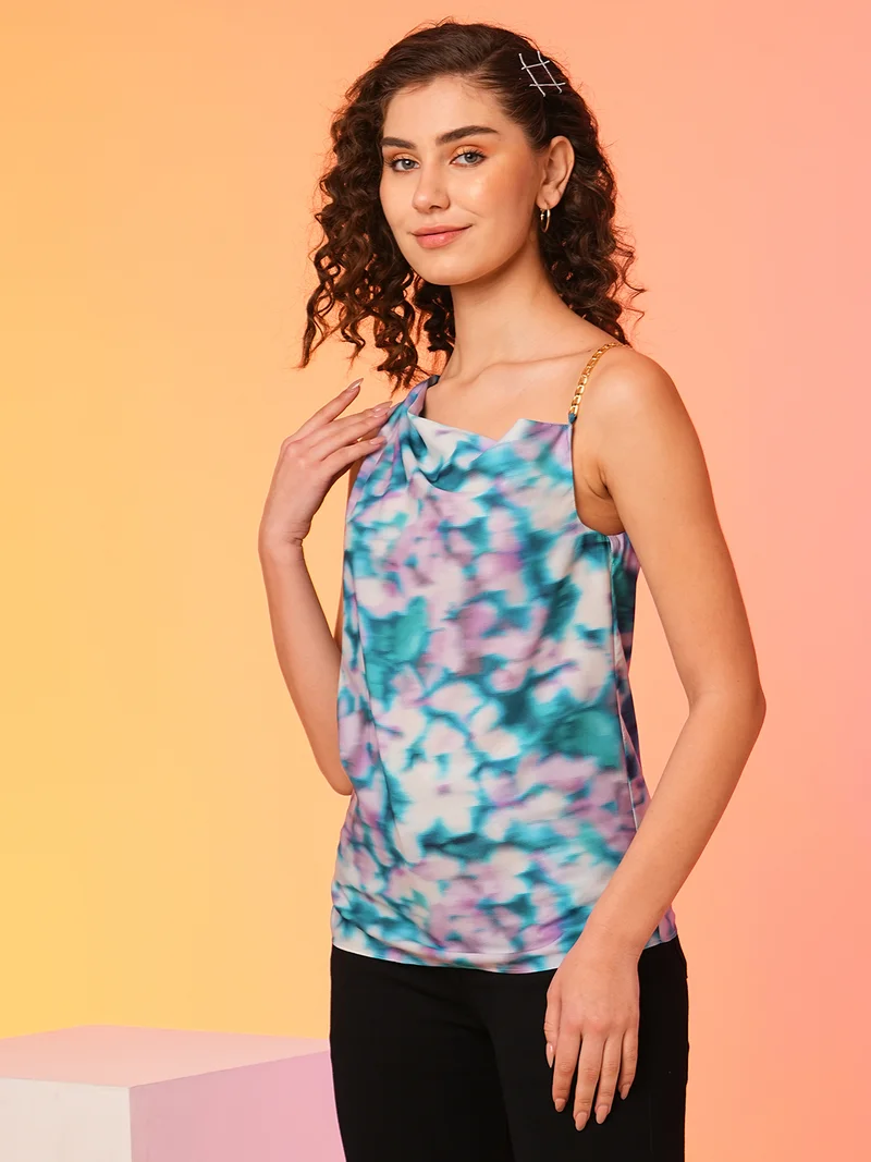 globus Women Green Tie And Dyed Crepe Top