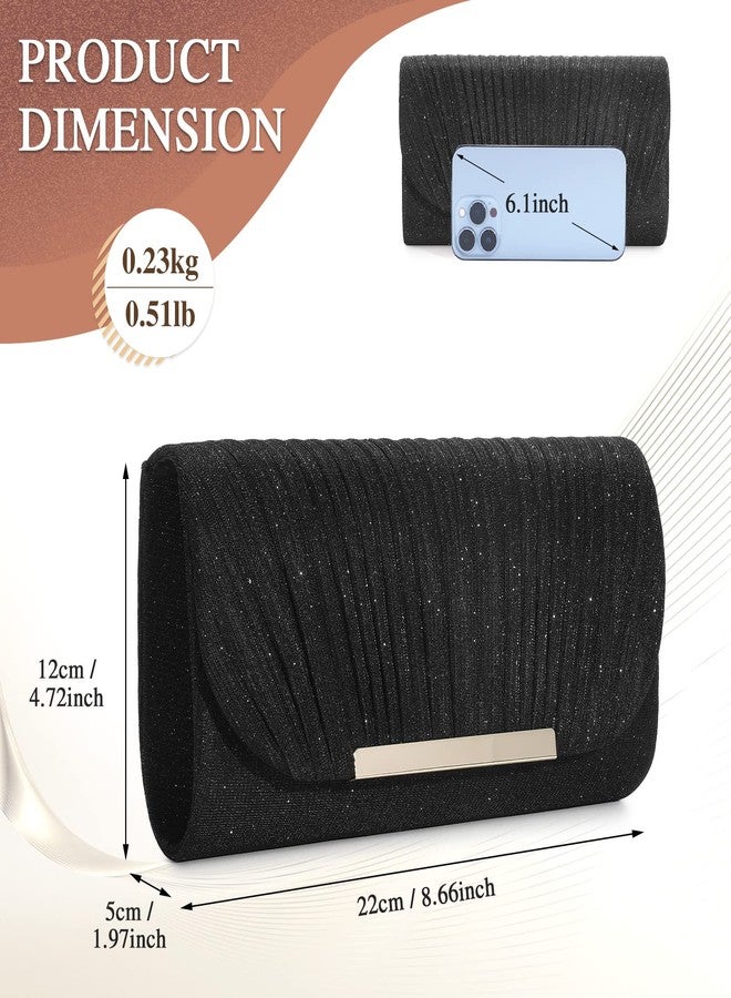 UBAYMAX Evening Bag Clutch Purses for Women Lady Girl Handbags Crossbody Bag Wedding Bag for Prom Party Wedding Engagement, Black, Durable - Image 2