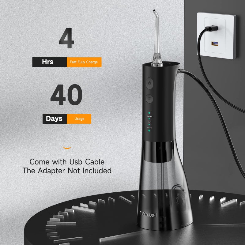 Mornwell Water Flossers for Teeth, 300ML Cordless Water Flosser, Mornwell 3s Pressure Crescendo Oral Irrigator, Professional Rechargeable Portable Water Flosser - Image 5