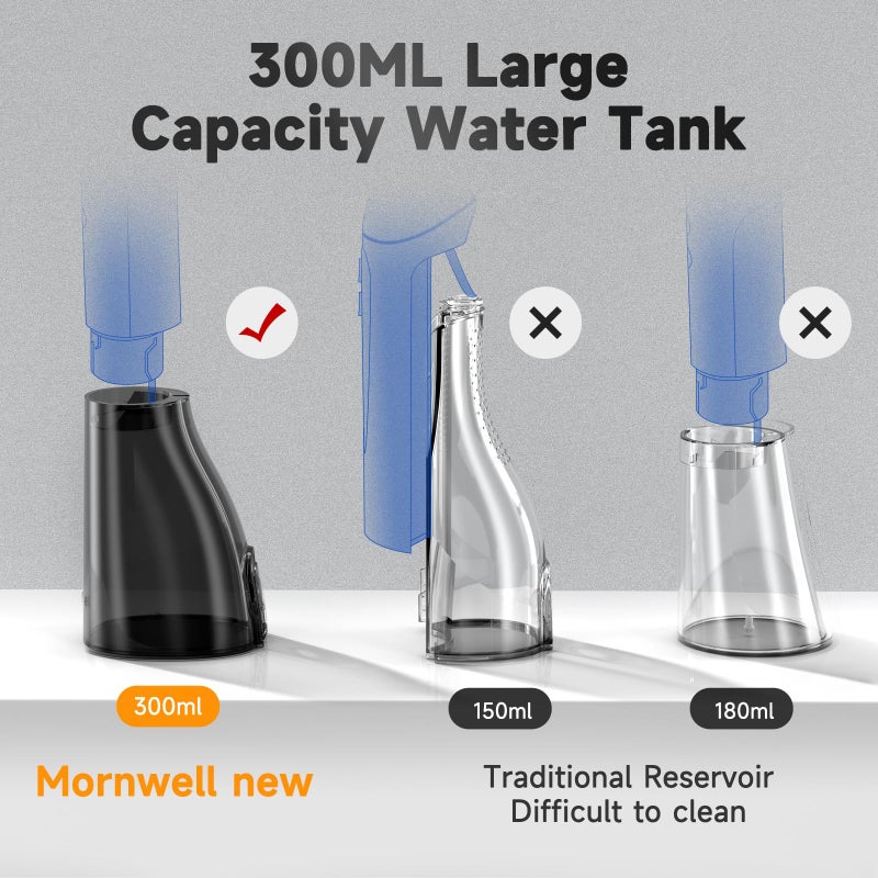 Mornwell Water Flossers for Teeth, 300ML Cordless Water Flosser, Mornwell 3s Pressure Crescendo Oral Irrigator, Professional Rechargeable Portable Water Flosser - Image 2