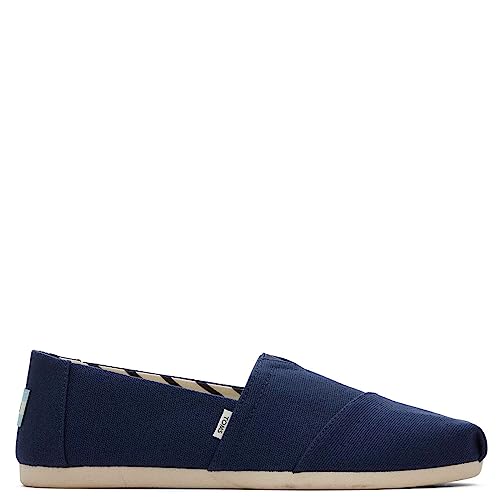 TOMS Women's Alpargata Recyled Cotton Canvas Loafer Flat, Navy, 5.5 Wide - Image 3