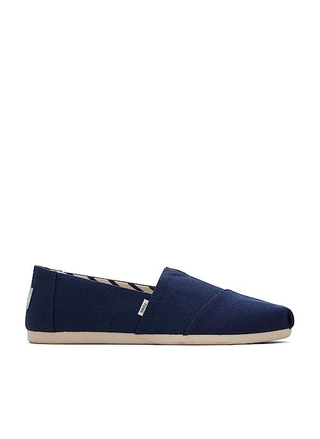 TOMS Women's Alpargata Recyled Cotton Canvas Loafer Flat, Navy, 5.5 Wide - Image 1
