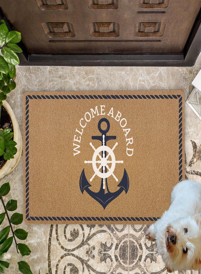 KFXHANGD Nautical Boat Anchor Door Mat, Boat Nautical Anchor Front Door Mat Outside Entrance, Welcome Aboard Artificial Coir Doormat Rugs for Indoor Outdoor Entryway Patio Porch, 17x30 Inch - Image 3