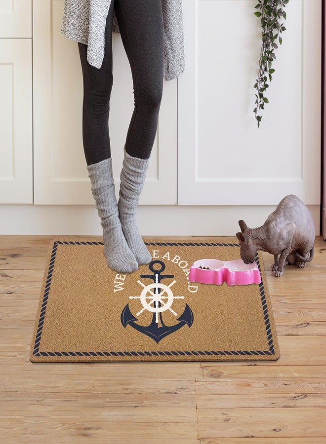 KFXHANGD Nautical Boat Anchor Door Mat, Boat Nautical Anchor Front Door Mat Outside Entrance, Welcome Aboard Artificial Coir Doormat Rugs for Indoor Outdoor Entryway Patio Porch, 17x30 Inch - Image 4