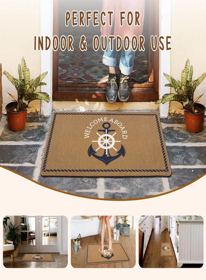 KFXHANGD Nautical Boat Anchor Door Mat, Boat Nautical Anchor Front Door Mat Outside Entrance, Welcome Aboard Artificial Coir Doormat Rugs for Indoor Outdoor Entryway Patio Porch, 17x30 Inch - Image 5