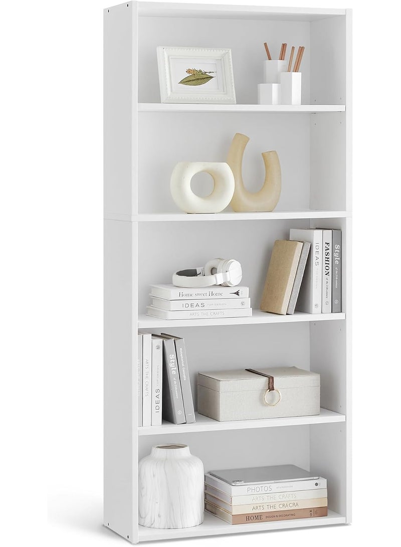 تشولوفز رفوف كتب وخزانات كتب مكونة من 5 طبقات، رفوف عرض أرضية، رفوف تخزين بارتفاع 134 سم، أثاث منزلي للمكتب المنزلي، غرفة المعيشة، غرفة النوم، وحدة أرضية - Image 1