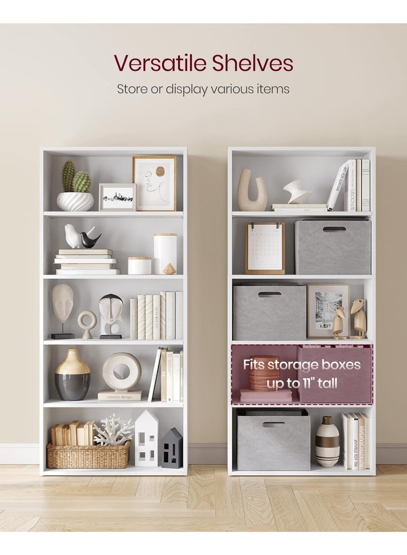 تشولوفز رفوف كتب وخزانات كتب مكونة من 5 طبقات، رفوف عرض أرضية، رفوف تخزين بارتفاع 134 سم، أثاث منزلي للمكتب المنزلي، غرفة المعيشة، غرفة النوم، وحدة أرضية - Image 4