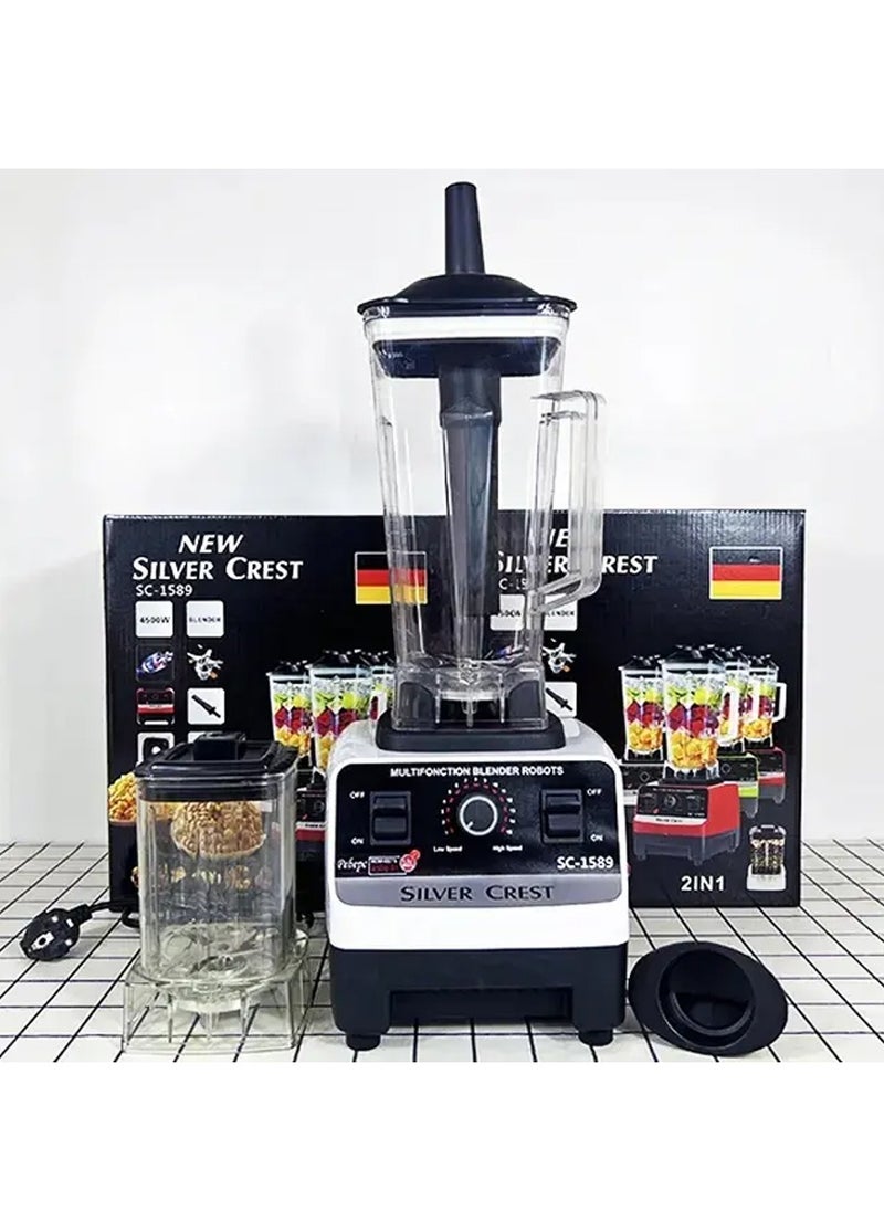 SILVER CREST Double Cup Electric Silver Crest Commercial Blender
15-Speeds Multifunctional Countertop Blender Ice Shaver Food Grinder 2.5L 4500W SC-1589 Black Red 