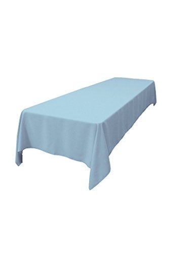LA Linen Polyester Poplin Washable Rectangular Tablecloth Stain and Wrinkle Resistant Table Cover 60x108 Fabric Table Cloth for Dinning Kitchen Party Holiday 60 by 108Inch Blue Light