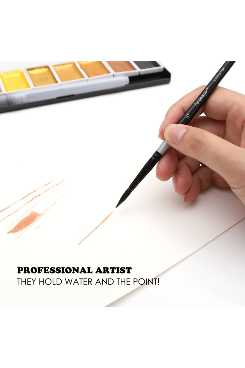 erorex 4pcs bursh set Professional 4Pcs Black Handle Round Brushes set Squirrel Hair Art Painting Brushes f - Image 5