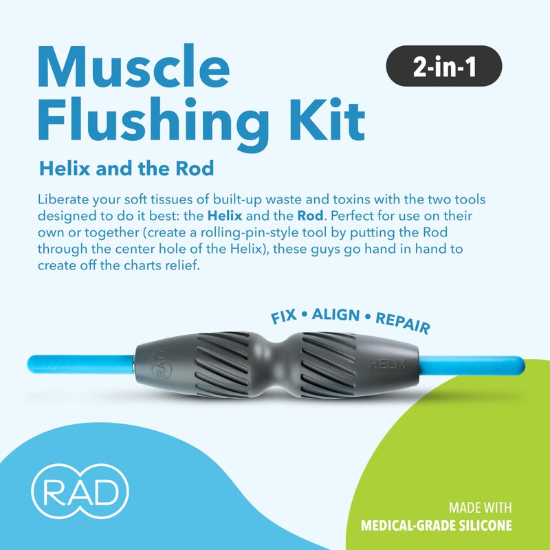 RAD 2-in-1 Muscle Flushing Kit - Includes Exercise Foam Roller & Massage Roller Stick - Deep Tissue Massage Roller - Muscle Foam Roller for Myofascial Release, Mobility, & Recovery - Image 2