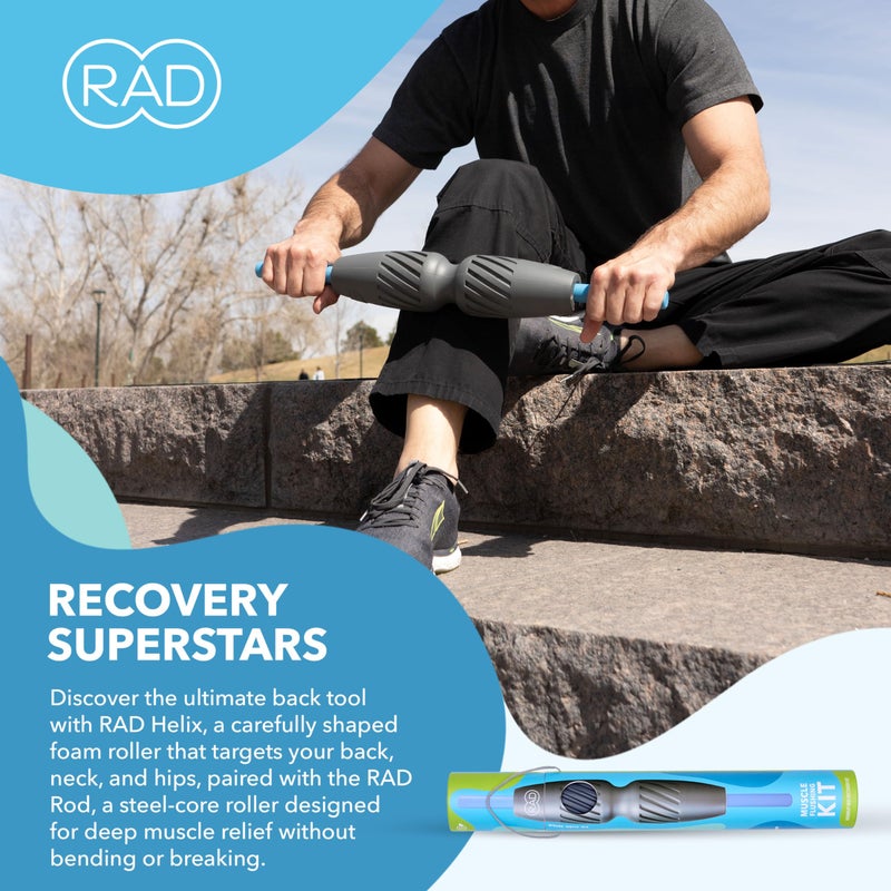 RAD 2-in-1 Muscle Flushing Kit - Includes Exercise Foam Roller & Massage Roller Stick - Deep Tissue Massage Roller - Muscle Foam Roller for Myofascial Release, Mobility, & Recovery - Image 5