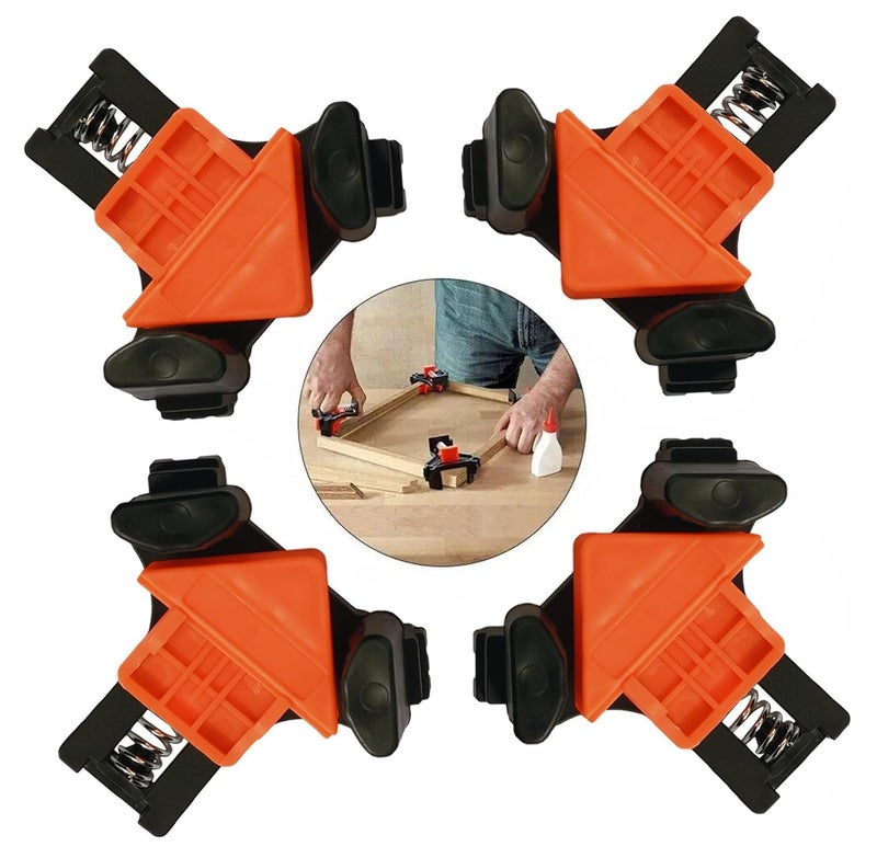 NIKTION 90 Degree Angle Clamps, Woodworking Corner Clip, Right Angle Clip Fixer, Set of 4 Clamp Tool with Adjustable Hand Tools - Image 1