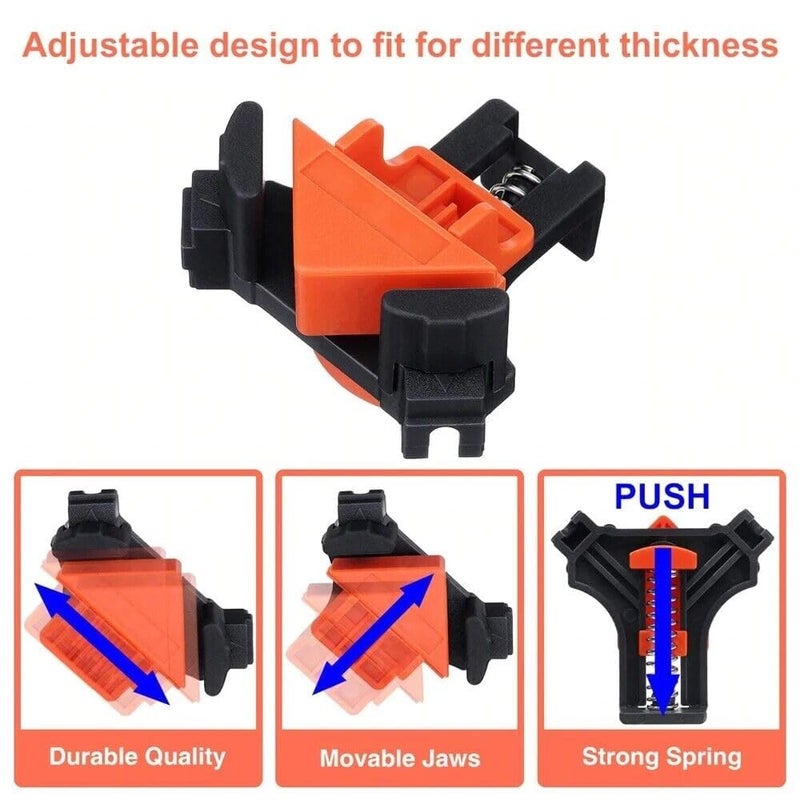 NIKTION 90 Degree Angle Clamps, Woodworking Corner Clip, Right Angle Clip Fixer, Set of 4 Clamp Tool with Adjustable Hand Tools - Image 5
