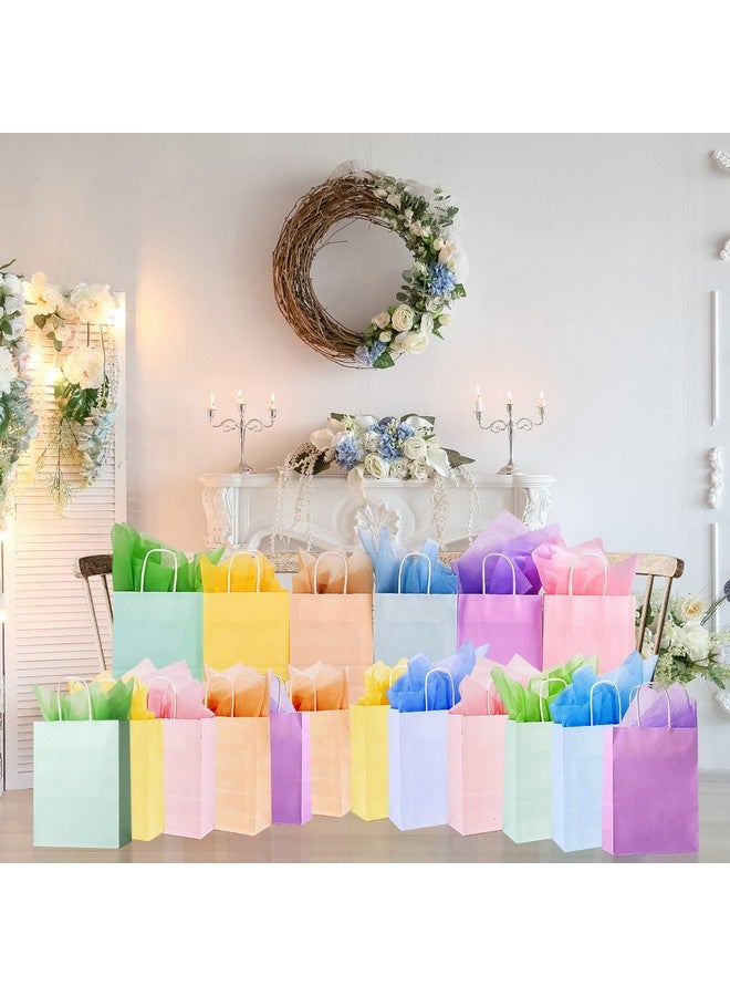 Larcenciel 12 Pcs Gift Bags With Tissue Paper 6 Colors Paper Bags With Handles Rainbow Party Favor Bags Candy Bags Treat Bags Goodie Bags For Party Gift Wraps Birthday Weddingbaby Shower (Small) - Image 4