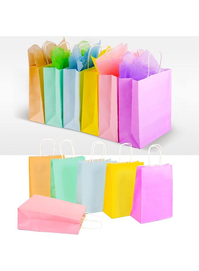 Larcenciel 12 Pcs Gift Bags With Tissue Paper 6 Colors Paper Bags With Handles Rainbow Party Favor Bags Candy Bags Treat Bags Goodie Bags For Party Gift Wraps Birthday Weddingbaby Shower (Small) - Image 3