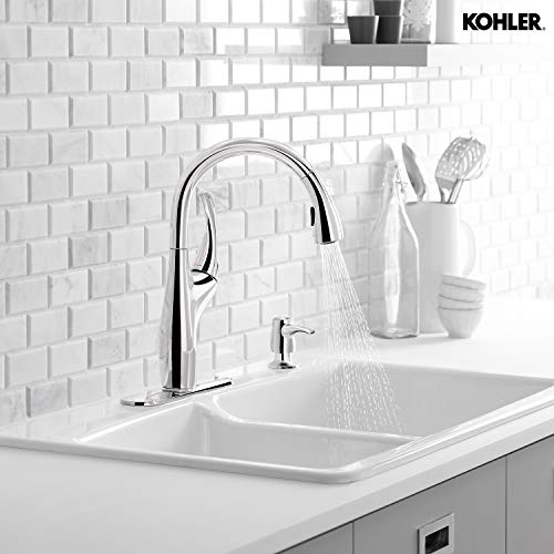 KOHLER Mazz Pull-Down Sprayer Kitchen Faucet, with Multi-Function Spray Head Featuring Sweep Spray and Docking Spray Head Technology, with soap/Lotion Dispenser, Chrome Finish (Silver) - Image 3
