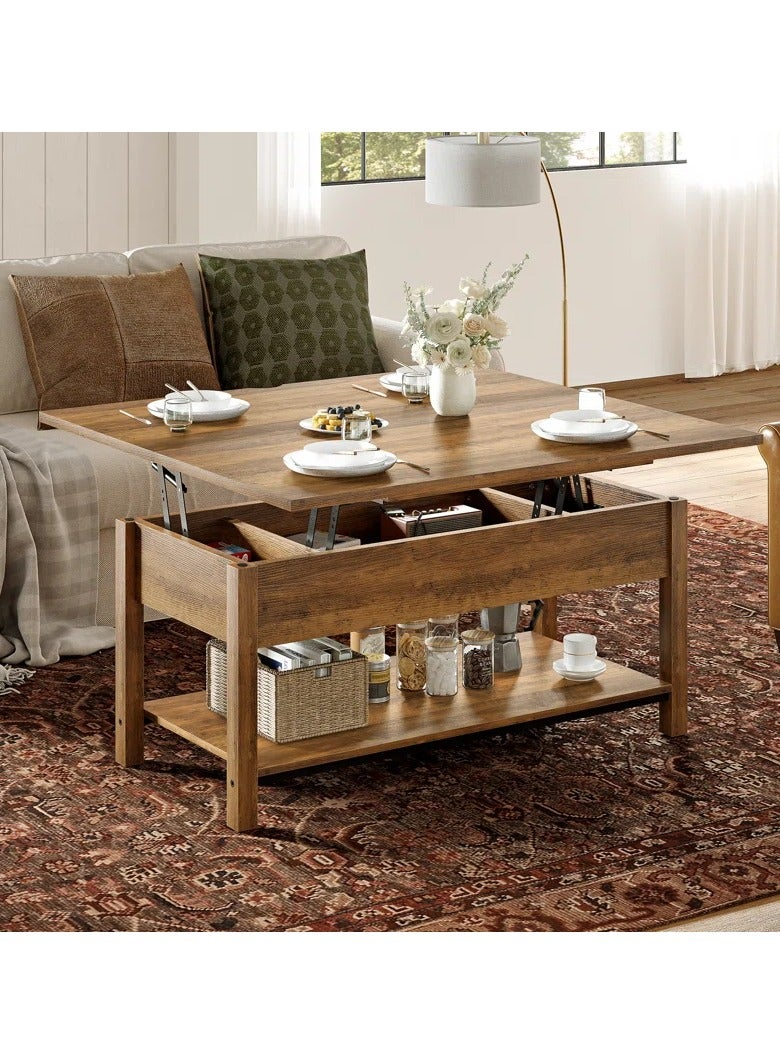 Malazhouse Modern Lift Top Coffee Table – MZCT040-Brown  - Image 3