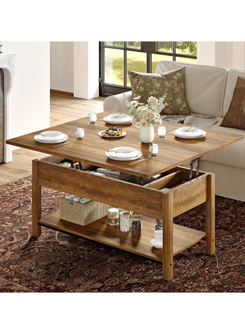 Malazhouse Modern Lift Top Coffee Table – MZCT040-Brown  - Image 4