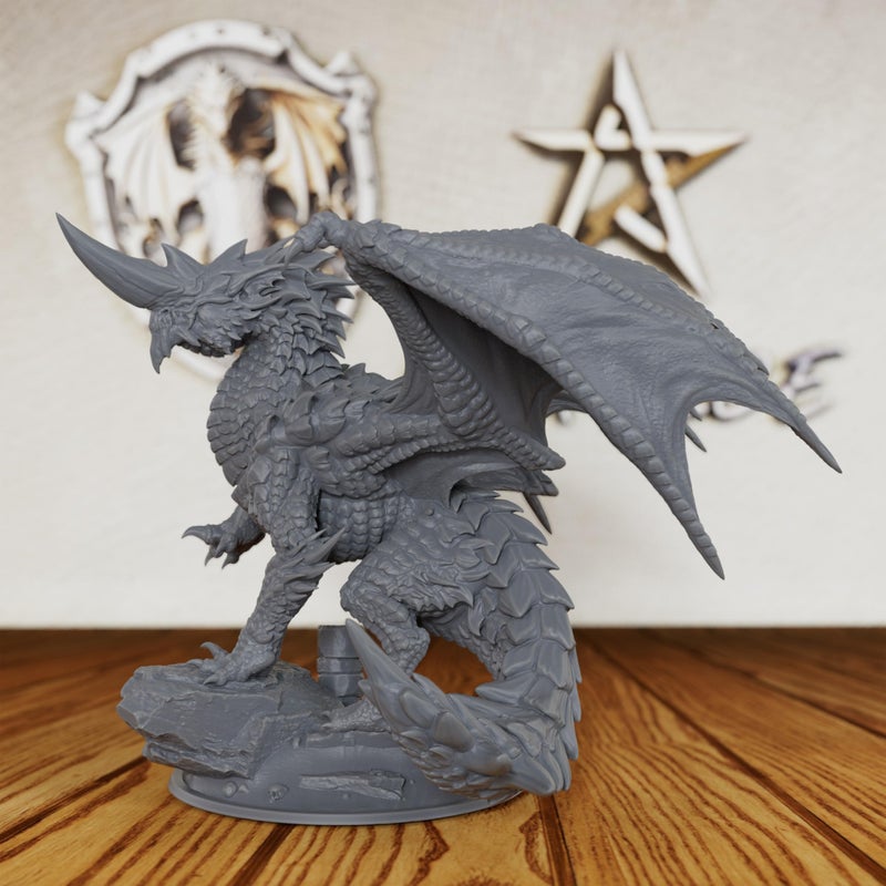 AUSPDICE 28mm Unpainted Blue Dragon Miniature for DND RPG Tabletop Fantasy Games Customizable HandPaint Ready Figure for TRPG Campaigns and Collectors Fantasy Dragon ModelAS04 - Image 3