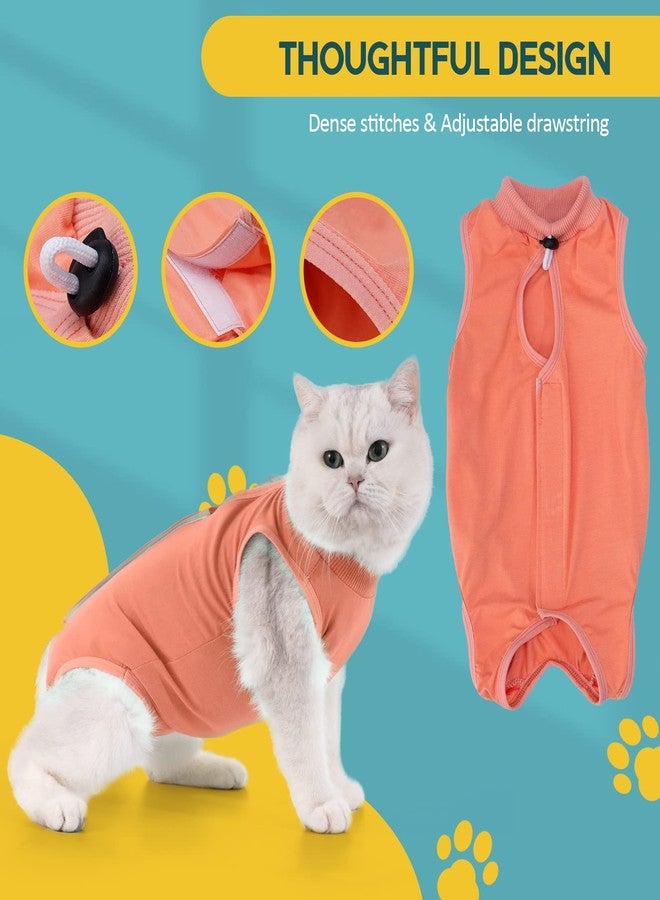 Avont Cat Recovery Suit - Kitten Onesie for Cats After Surgery, Cone of Shame Alternative Surgical Spay Suit for Female Cat, Post-Surgery or Skin Diseases Protection -Coral(L) - Image 3