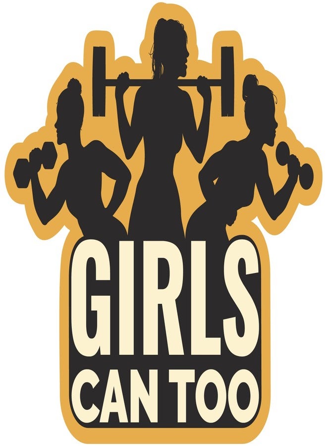 VulgrCo Girls Can Too Weight Lifting Funny Sticker Vinyl Waterproof UV Resistant Decal for Phones Laptops Water Bottles Tumblers Boats Cars Trucks Windows Kayak 3" inch Bumper Stickers - Image 1