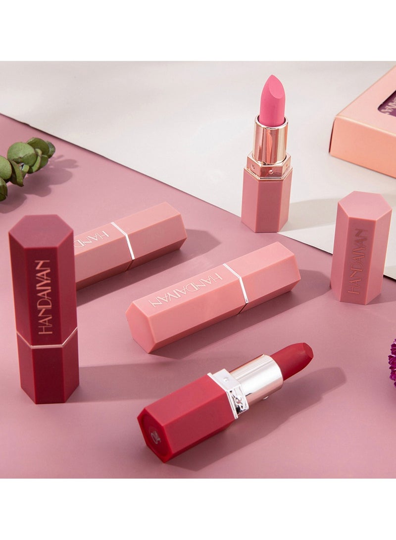 Handaiyan Lipstick Set For Women 6pcs Matte Moisturizing Velvet Long Lasting Waterproof Nude Non-Stick Cup 24 Hours Smudge Proof Permanent Color Stay Hydration Lightweight Texture Easy To Color Makeup Gift  - Image 5