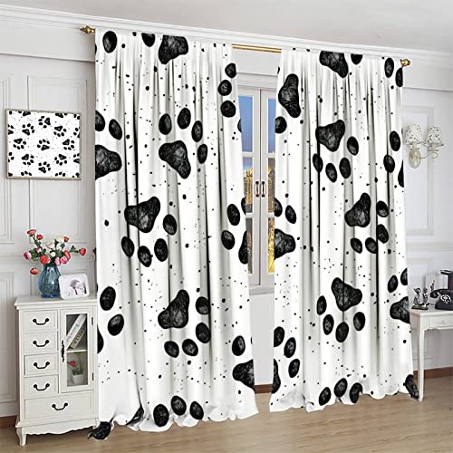 GoDazzling Dog Blackout Windows Curtains, Black Cartoon Dog Paw Print Cute Animal Curtain, for Kids Boys Girls Kawaii Animals Cartoon for Living Room 42x45in 2 Panels - Image 4