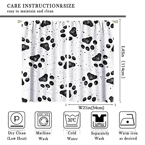 GoDazzling Dog Blackout Windows Curtains, Black Cartoon Dog Paw Print Cute Animal Curtain, for Kids Boys Girls Kawaii Animals Cartoon for Living Room 42x45in 2 Panels - Image 2