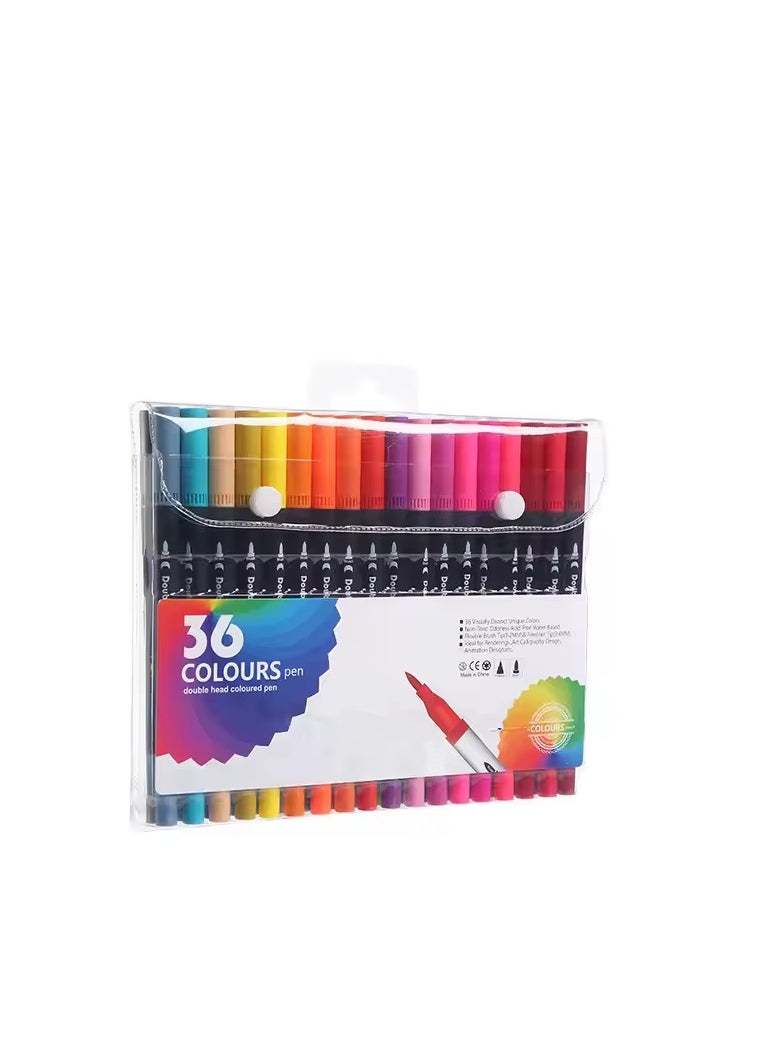 Hot Sale Journal Planner Colored Fine Point Markers Drawing Coloring Brush Pens Sets Custom Dual Tip Art Markers .36 colors  - Image 1