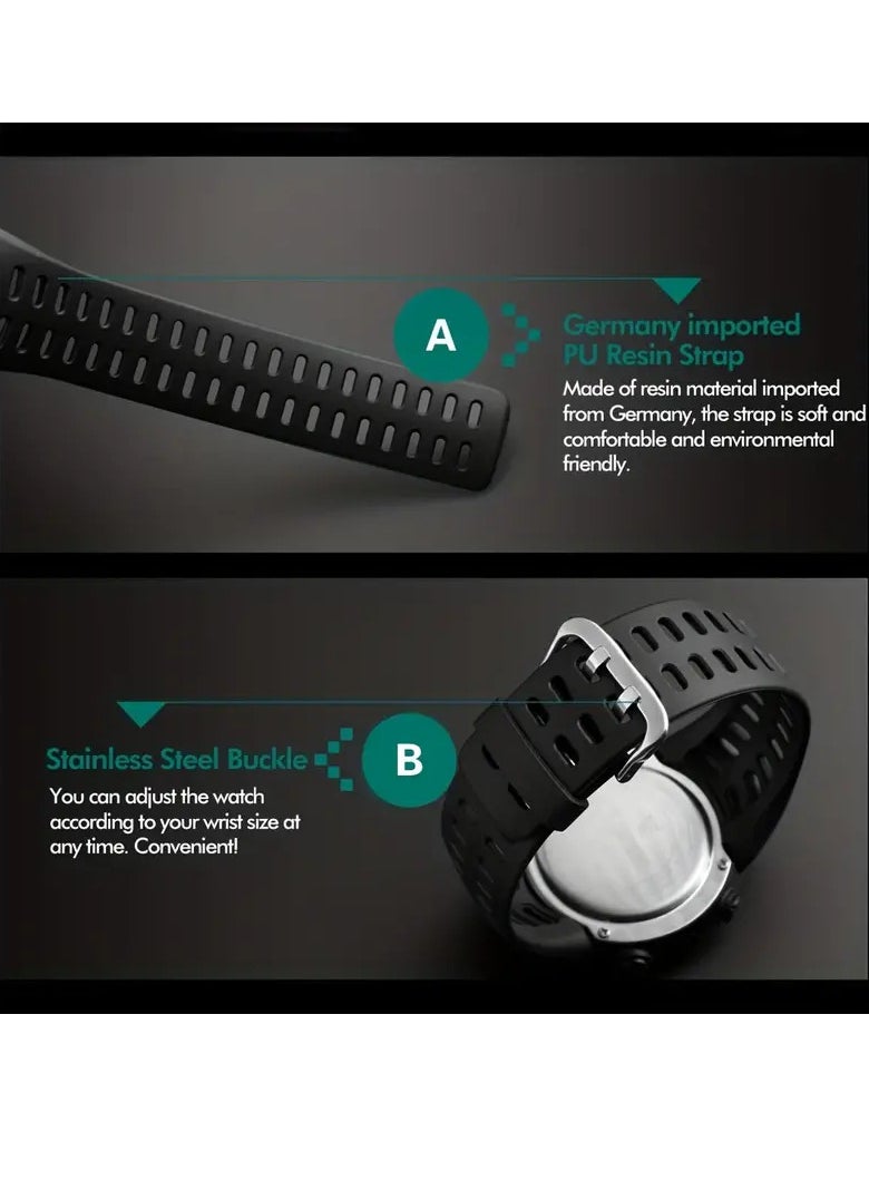 Watch Large Dial Timing Multifunctional Electronic Watch Waterproof Lighting Display Sports Watch With TPU Band For Women Men Students  - Image 4