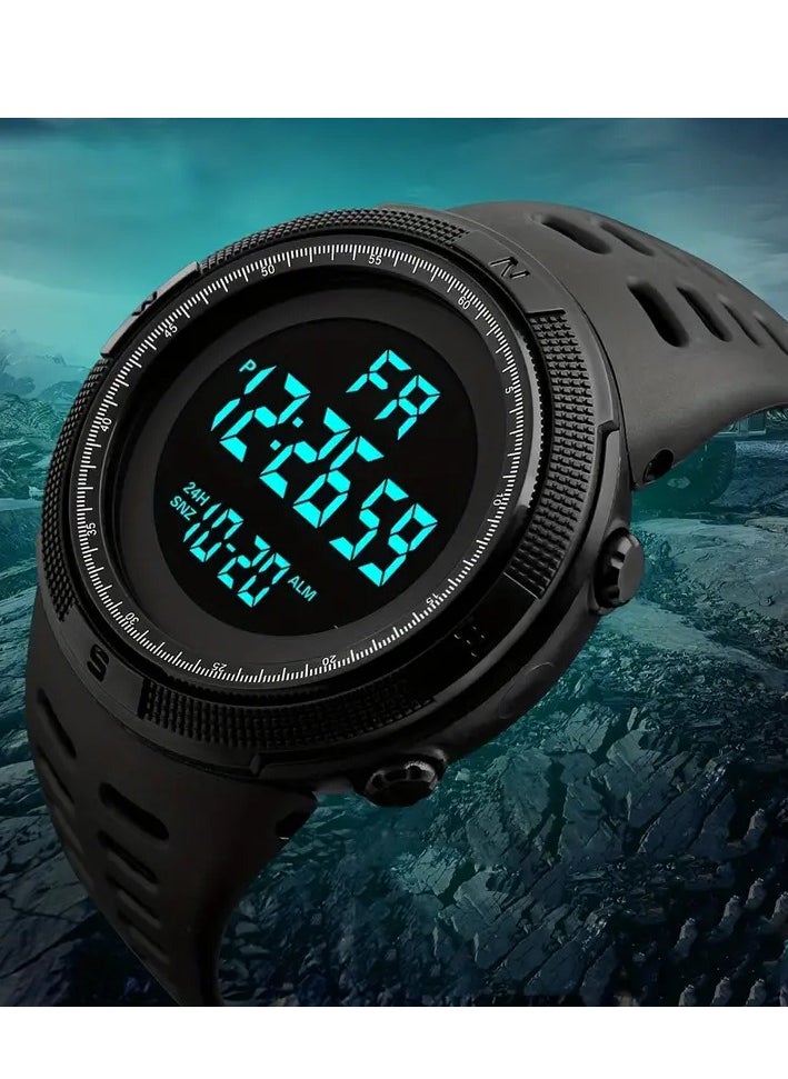 Watch Large Dial Timing Multifunctional Electronic Watch Waterproof Lighting Display Sports Watch With TPU Band For Women Men Students  - Image 5