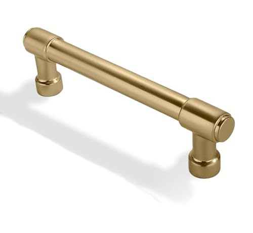 ZAUYX Solid Heavy Duty Jasper Cabinet Pulls 3 Inch Hole Centers Brushed Brass Kitchen Bathroom Modern Drawer Pulls - Image 1