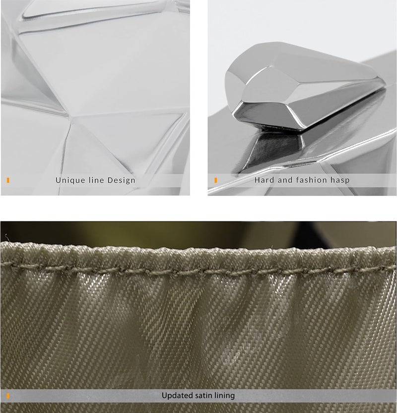 Milisente Women's Clutch Purses Metallic Bridal Party Geometric Evening Clutches Bags Cocktail Formal Handbags - Image 5