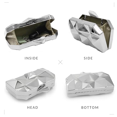 Milisente Women's Clutch Purses Metallic Bridal Party Geometric Evening Clutches Bags Cocktail Formal Handbags - Image 4