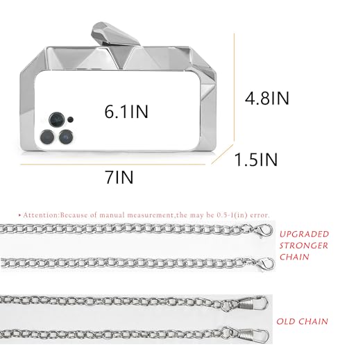 Milisente Women's Clutch Purses Metallic Bridal Party Geometric Evening Clutches Bags Cocktail Formal Handbags - Image 3