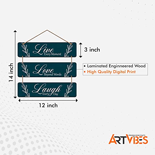 Artvibes Live Love Laugh Printed Wooden Wall Hanging | Quotes Decor Item | Wall Accent | Office Wall Decoration Items | Inspirational Quotes Wall Art | Mdf Wall Decoration | Gift Items (WH_5306N) - Image 5