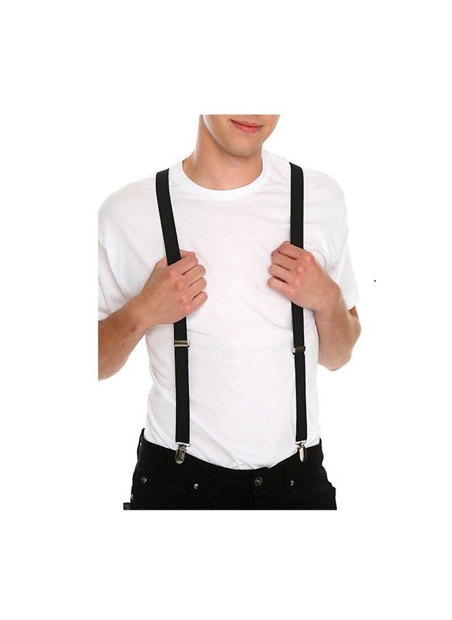 Generic Unisex 4-pack suspender, pure black adult elastic suspender, suspender clip, hanging pants strap, performance suspender, adjustable suspender  - Image 1