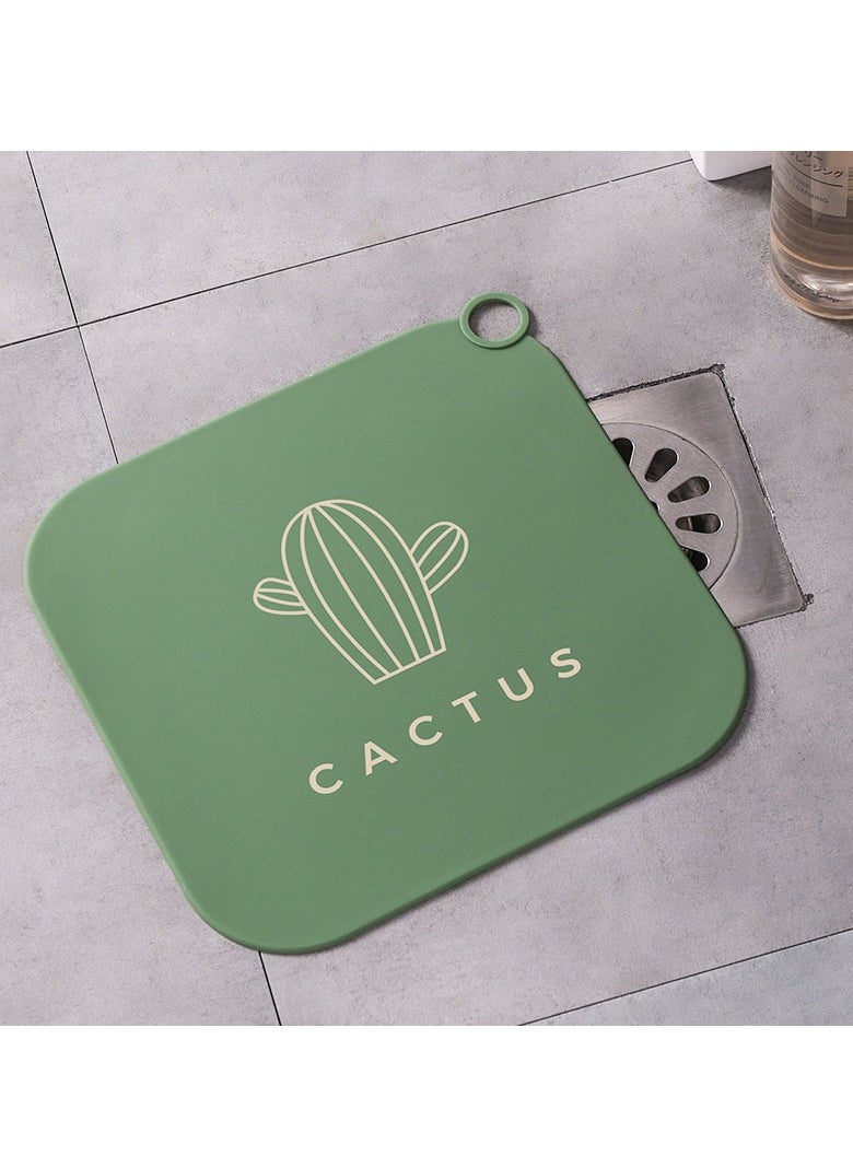 Y&D 3pcs Sewage Floor Drain Cover Bathroom Silicone Deodorizer Pad Cactus Kitchen Bathroom Silicone Floor Drain Pad 22x22cm  - Image 1