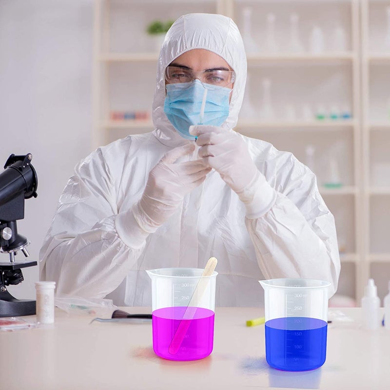 SPYLX Plastic Beakers Epoxy Mixing Cups Multipurpose Measuring Cups with 50 Pack Wooden Stirring Sticks for Resin Epoxy Stain Mixing Paint 250ML Pack of 12 - Image 3