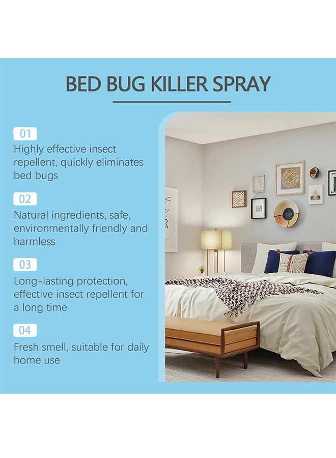JUE FISH 120ml Bed Bugs Killer Spray, Low Odor Roach & Fly Killer Spray, Plant-Based Actives Kill Insects & Bugs on Contact, Non-Greasy, Repellent Indoor flea moth bugs bed bugs, No Stains, Fresh Scent - Image 4