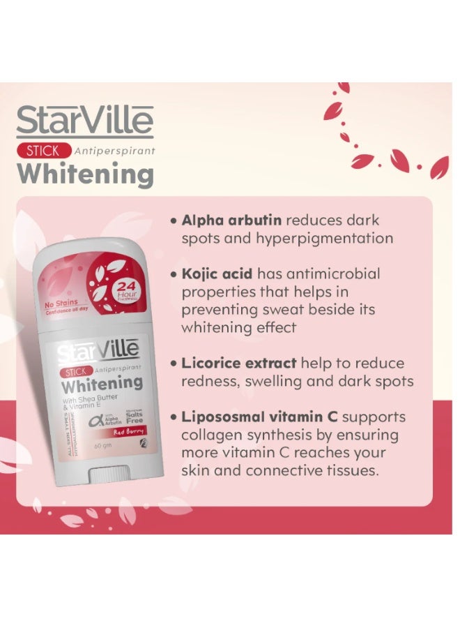 Whitening Stick Red Berry (60 ml) Deodorant – Brightens & Freshens – Long-Lasting Protection