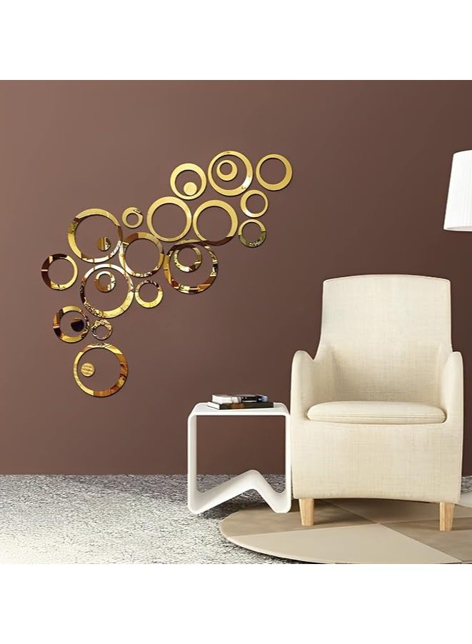 24 PCS Gold Acrylic Circle Mirror Stickers - 6 Sizes, DIY Wall Decor for Home, Office, Living Room, Bedroom - Image 1