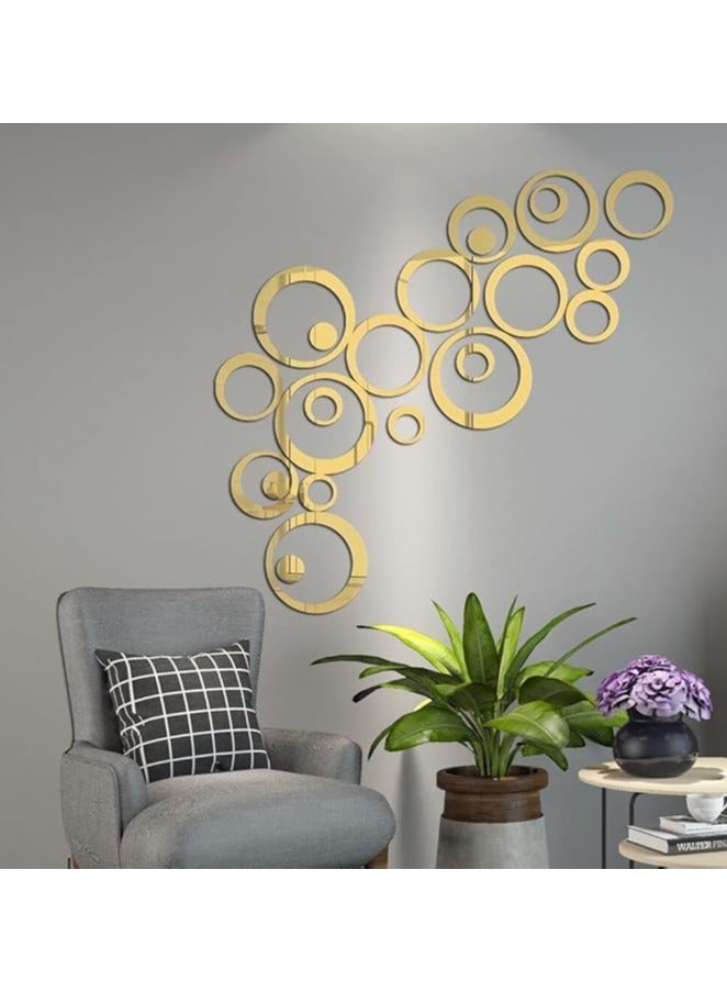 24 PCS Gold Acrylic Circle Mirror Stickers - 6 Sizes, DIY Wall Decor for Home, Office, Living Room, Bedroom - Image 3