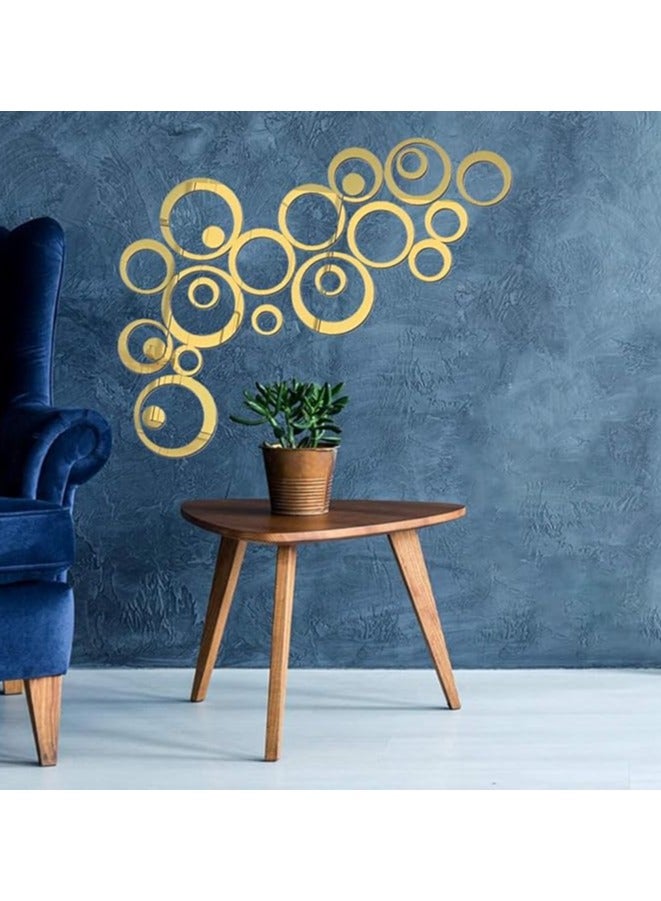 24 PCS Gold Acrylic Circle Mirror Stickers - 6 Sizes, DIY Wall Decor for Home, Office, Living Room, Bedroom - Image 5