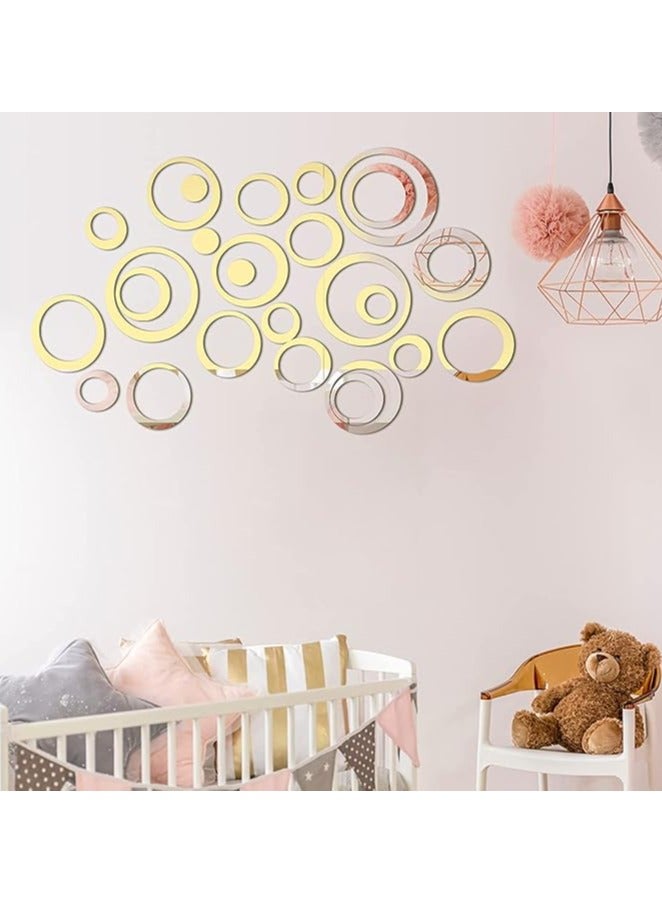 24 PCS Gold Acrylic Circle Mirror Stickers - 6 Sizes, DIY Wall Decor for Home, Office, Living Room, Bedroom - Image 4
