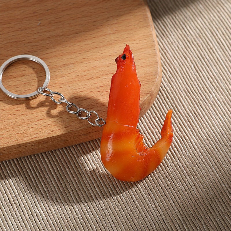 Realistic PVC Meat Keychain Models Shrimp-Keychain