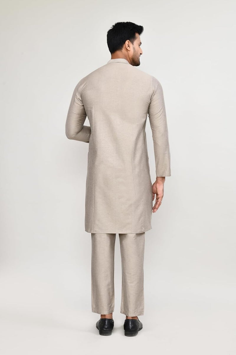 Polyfab Hathkargha Men's Cotton Regular Fit Kurta Pyjama Set - Ethnic Wear with Mandarin Collar & Full Sleeves - Image 2