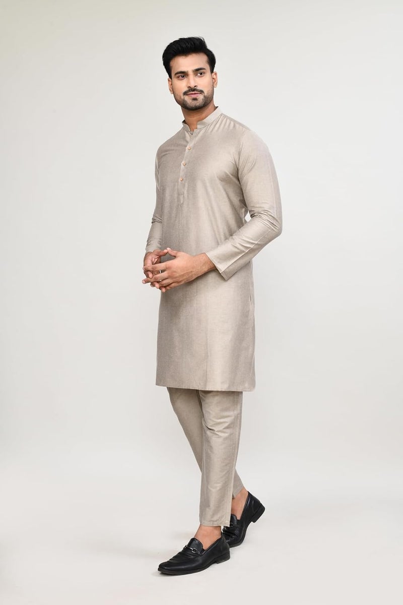 Polyfab Hathkargha Men's Cotton Regular Fit Kurta Pyjama Set - Ethnic Wear with Mandarin Collar & Full Sleeves - Image 3